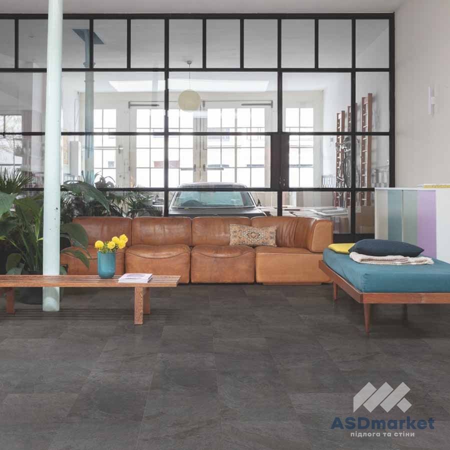 Вінілова підлога замкова Quick-Step Alpha Vinyl Oro Tiles Сланець чорний AVSTU40035