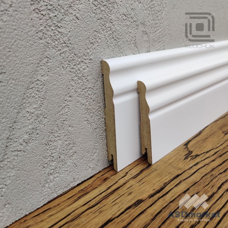 Плінтус Kluchuk МДФ Волна Білий RAL 9003 MDF-V80