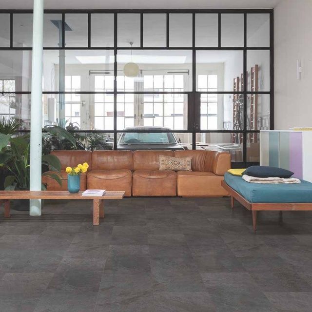 Виниловый пол замковой Quick-Step Alpha Vinyl Oro base Tiles Сланец черный AVSTT40035