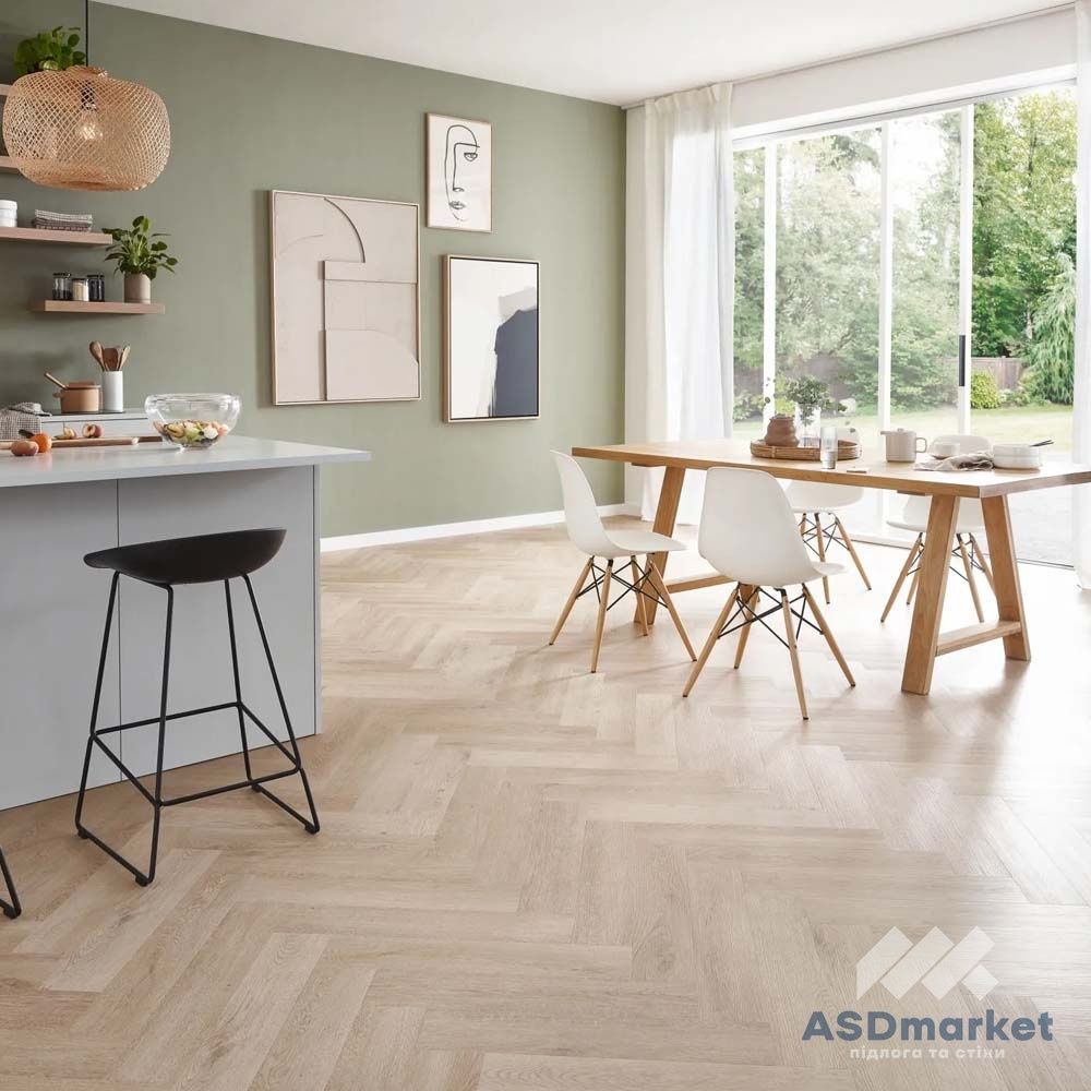 Виниловый пол клеевой Wineo 400 DB Wood&nbsp;XS&nbsp;(елка) Plain&nbsp;Oak&nbsp;Beige DB281WXS