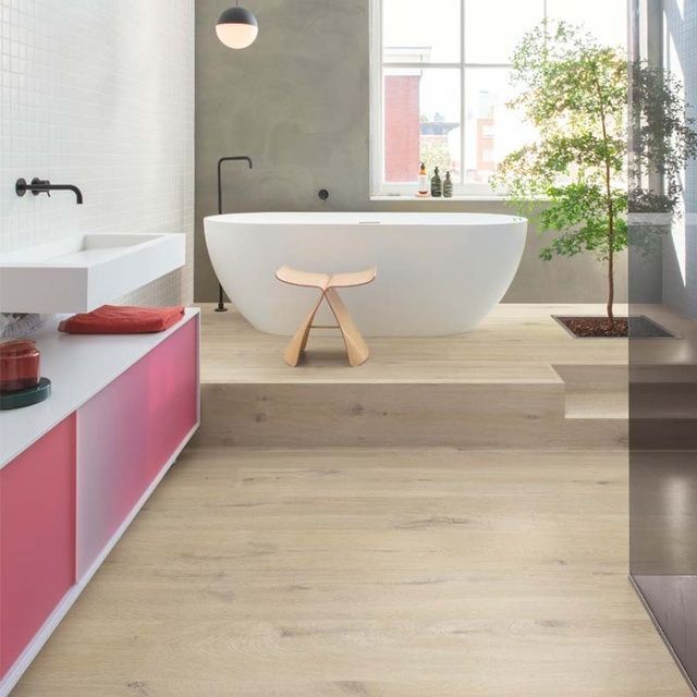 Виниловый пол замковой Quick-Step Bloom Дуб хлопок бежевый AVMPU 40103