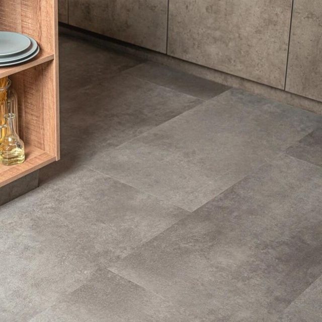 Виниловый пол SPC клеевой Vinilam Ceramo Цемент Стальной 71610